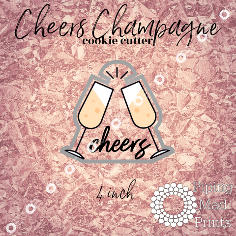Cheers Champagne 3D Printed Cookie Cutter - 4 inch