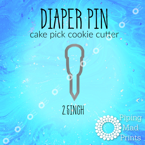 Diaper Pin 3D Printed Cake Pick Cookie Cutter - 2.5inch