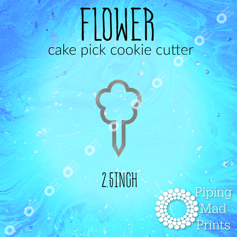 Flower 3D Printed Cake Pick Cookie Cutter - 2.5 inch