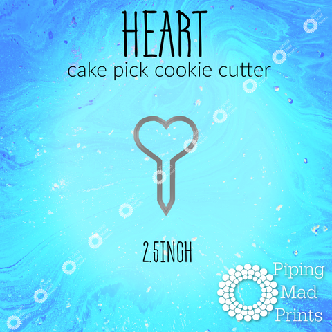 Heart 3D Printed Cake Pick Cookie Cutter - 2.5 inch