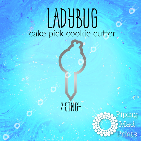 Ladybug 3D Printed Cake Pick Cookie Cutter - 2.5inch