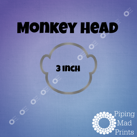 Monkey Head 3D Printed Cookie Cutter - 3 inch - Piping Mad Prints - Green Bros Collective