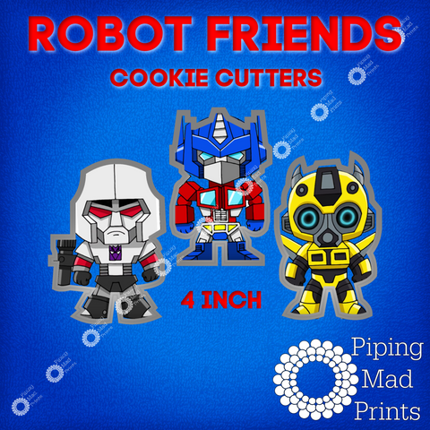 Robot Friends 3D Printed Cookie Cutter Set of 3 - 4 inch