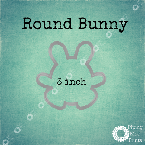 Round Bunny 3D Printed Cookie Cutter - 3 inch - Piping Mad Prints - Green Bros Collective