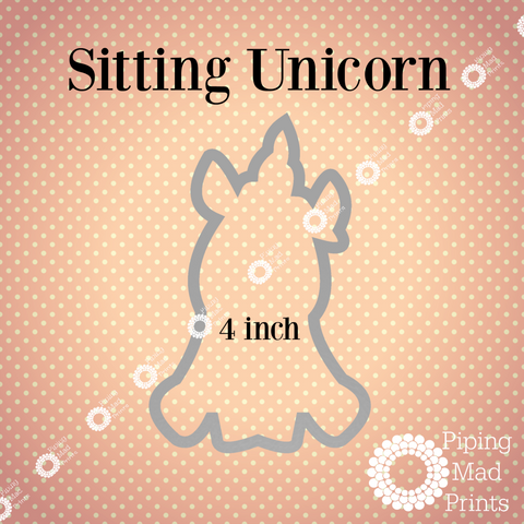 Sitting Unicorn 3D Printed Cookie Cutter - 4 inch - Piping Mad Prints - Green Bros Collective