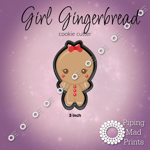 Girl Gingerbread 3D Printed Cookie Cutter - 3 inch