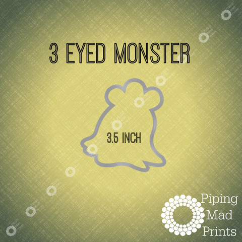 3 Eyed Monster 3D Printed Cookie Cutter - 3.5 inch - Piping Mad Prints - Green Bros Collective