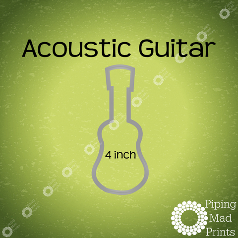Acoustic Guitar 3D Printed Cookie Cutter - 4 inch - Piping Mad Prints - Green Bros Collective