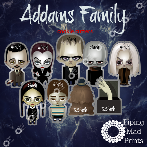 Addams Family 3D Printed Cookie Cutter Set of 9