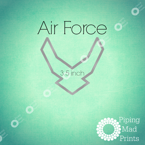 Air Force 3D Printed Cookie Cutter - 3.5 inch - Piping Mad Prints - Green Bros Collective