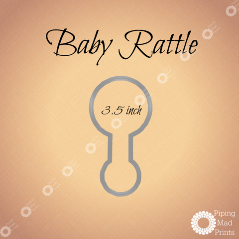 Baby Rattle 3D Printed Cookie Cutter - 3.5 inch - Piping Mad Prints - Green Bros Collective