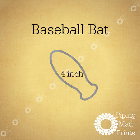 Baseball Bat 3D Printed Cookie Cutter - 4 inch - Piping Mad Prints - Green Bros Collective