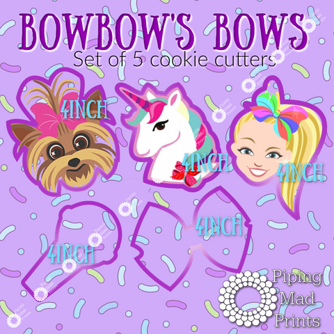 BowBow's Bows 3D Printed Cookie Cutter Set of 5 - 4 inch