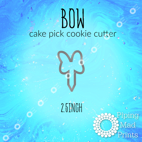Bow 3D Printed Cake Pick Cookie Cutter - 2.5inch