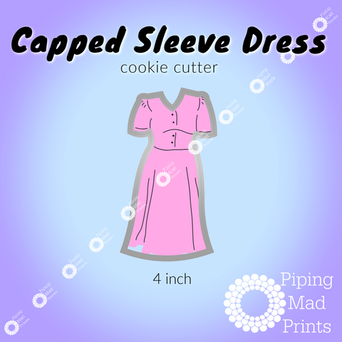 Capped Sleeve Dress 3D Printed Cookie Cutter - 4 inch