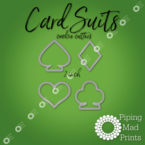 Card Suits 3D Printed Cookie Cutter Set of 4 - 2 inch