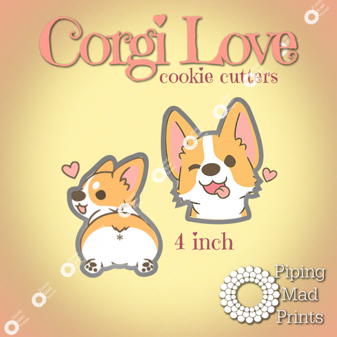 Corgi Love 3D Printed Cookie Cutter Set of 2 - 4 inch