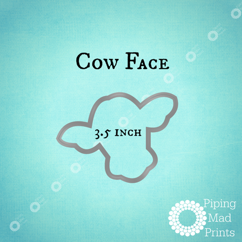 Cow Face 3D Printed Cookie Cutter - 3.5 inch - Piping Mad Prints - Green Bros Collective