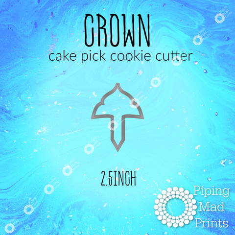 Crown 3D Printed Cake Pick Cookie Cutter - 2.5inch