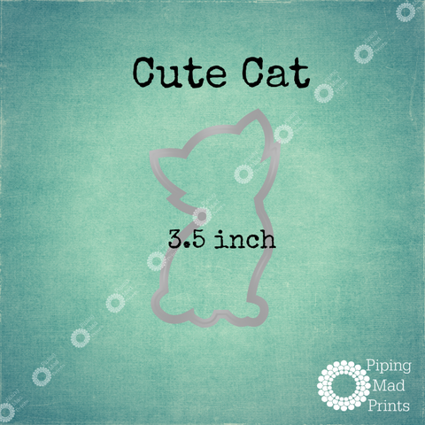 Cute Cat 3D Printed Cookie Cutter - 3.5 inch - Piping Mad Prints - Green Bros Collective