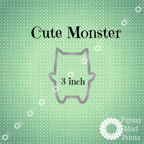 Cute Monster 3D Printed Cookie Cutter - 3 inch - Piping Mad Prints - Green Bros Collective