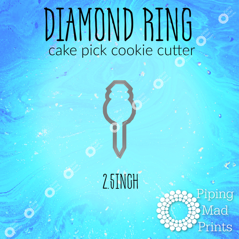 Diamond Ring 3D Printed Cake Pick Cookie Cutter - 2.5inch
