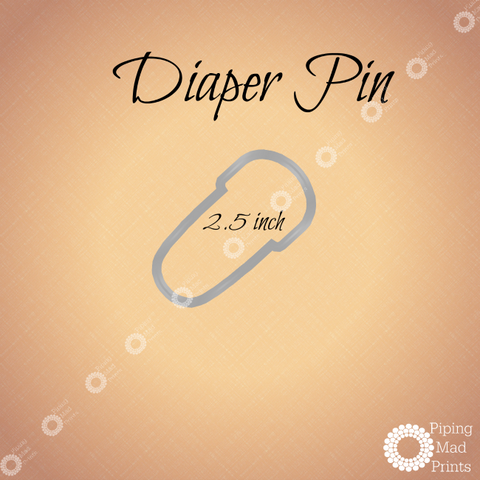Diaper Pin 3D Printed Cookie Cutter - 2.5 inch - Piping Mad Prints - Green Bros Collective