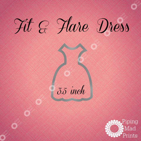 Fit & Flare Dress 3D Printed Cookie Cutter - 3.5 inch - Piping Mad Prints - Green Bros Collective