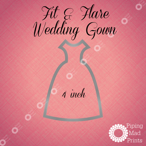 Fit & Flare Wedding Gown 3D Printed Cookie Cutter - 4 inch - Piping Mad Prints - Green Bros Collective
