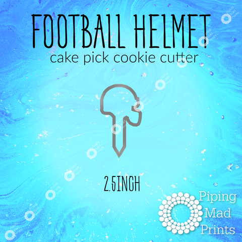 Football Helmet 3D Printed Cake Pick Cookie Cutter - 2.5 inch