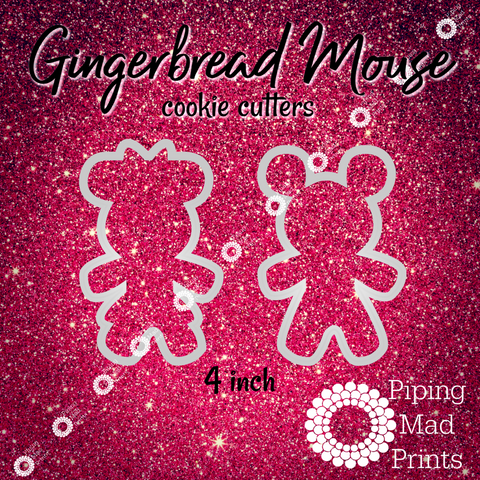 Gingerbread Mouse 3D Printed Cookie Cutter Set of 2 -4 inch
