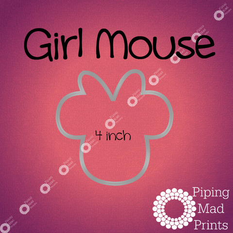 Girl Mouse 3D Printed Cookie Cutter - 4 inch - Piping Mad Prints - Green Bros Collective
