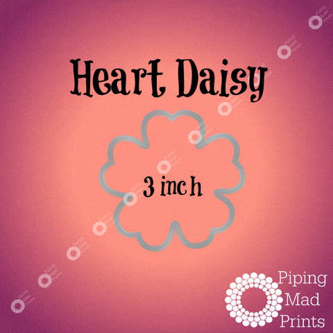 Heart Daisy 3D Printed Cookie Cutter - 3 inch - Piping Mad Prints - Green Bros Collective