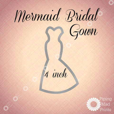 Mermaid Bridal Gown 3D Printed Cookie Cutter - 4 inch - Piping Mad Prints - Green Bros Collective