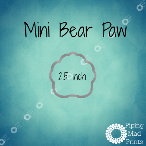 Mini Bear Paw 3D Printed Cookie Cutter - 2.5 inch - Piping Mad Prints - Green Bros Collective
