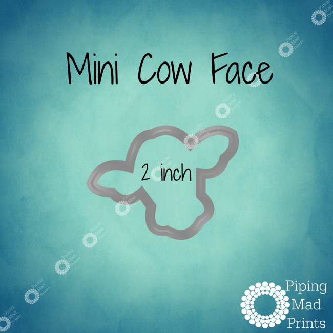 Mini Cow Face 3D Printed Cookie Cutter - 2 inch – Piping Mad Prints