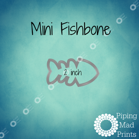 Mini Fishbone 3D Printed Cookie Cutter - 2 inch - Piping Mad Prints - Green Bros Collective