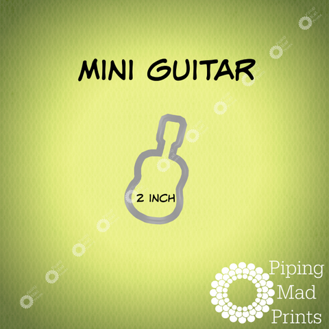 Mini Guitar 3D Printed Cookie Cutter - 2 inch - Piping Mad Prints - Green Bros Collective