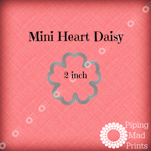 Mini Heart Daisy 3D Printed Cookie Cutter - 2 inch - Piping Mad Prints - Green Bros Collective