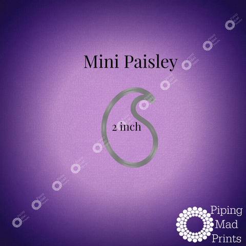 Mini Paisley 3D Printed Cookie Cutter - 2 inch - Piping Mad Prints - Green Bros Collective