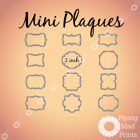 Mini Plaque Cookie Cutter Set of 12 - 2 inches - Piping Mad Prints - Green Bros Collective