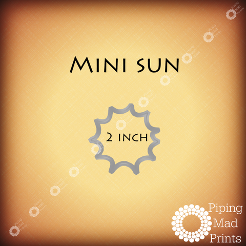 Mini Sun 3D Printed Cookie Cutter - 2 inch - Piping Mad Prints - Green Bros Collective