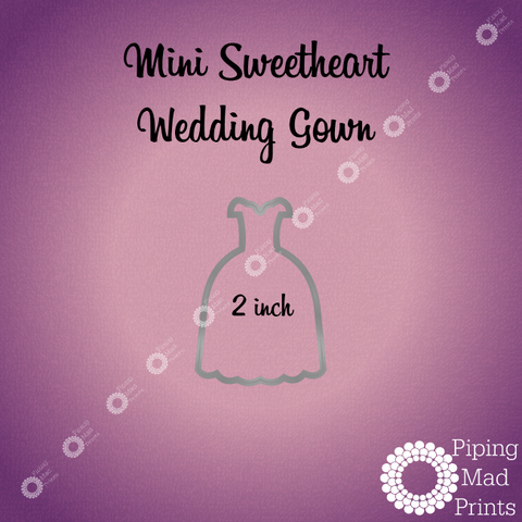 Mini Sweetheart Wedding Gown 3D Printed Cookie Cutter - 2 inch - Piping Mad Prints - Green Bros Collective