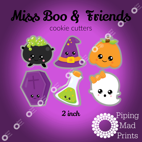 Miss Boo & Friends 3D Printed Cookie Cutter Set of 6 - 2 inch