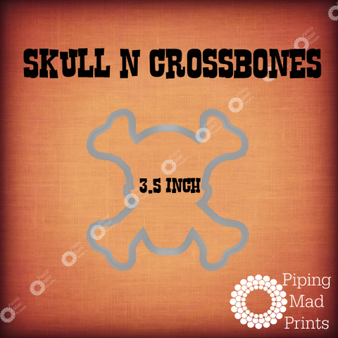 Skull N Crossbones 3D Printed Cookie Cutter - 3.5 inch - Piping Mad Prints - Green Bros Collective