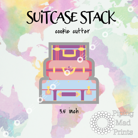 Suitcase Stack 3D Printed Cookie Cutter - 3.5 inch