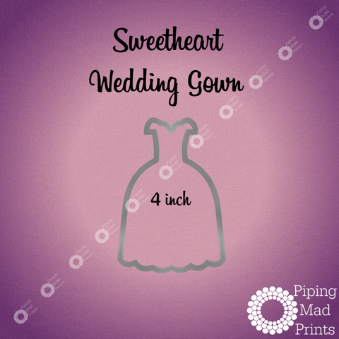 Sweetheart Wedding Gown 3D Printed Cookie Cutter - 4 inch - Piping Mad Prints - Green Bros Collective