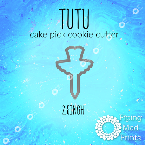 Tutu 3D Printed Cake Pick Cookie Cutter - 2.5 inch