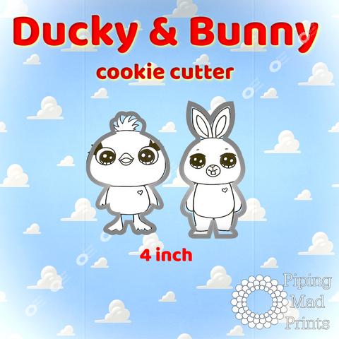 Ducky & Bunny 3D Printed Cookie Cutter Set of 2 - 4 inch