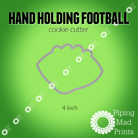 Hand Holding Football 3D Printed Cookie Cutter - 4 inch